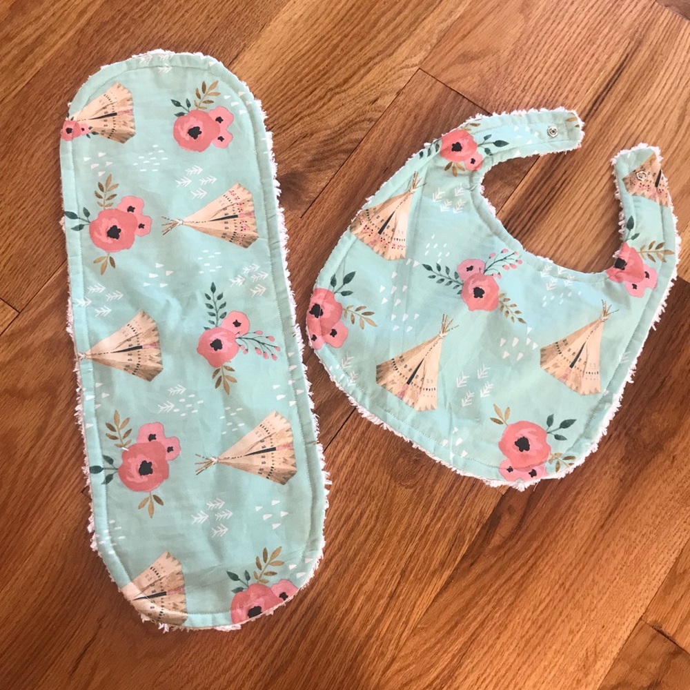 Bib and burp cloth set